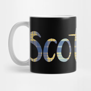 SCOTLAND, Blue and Yellow Tartan Style Design Mug